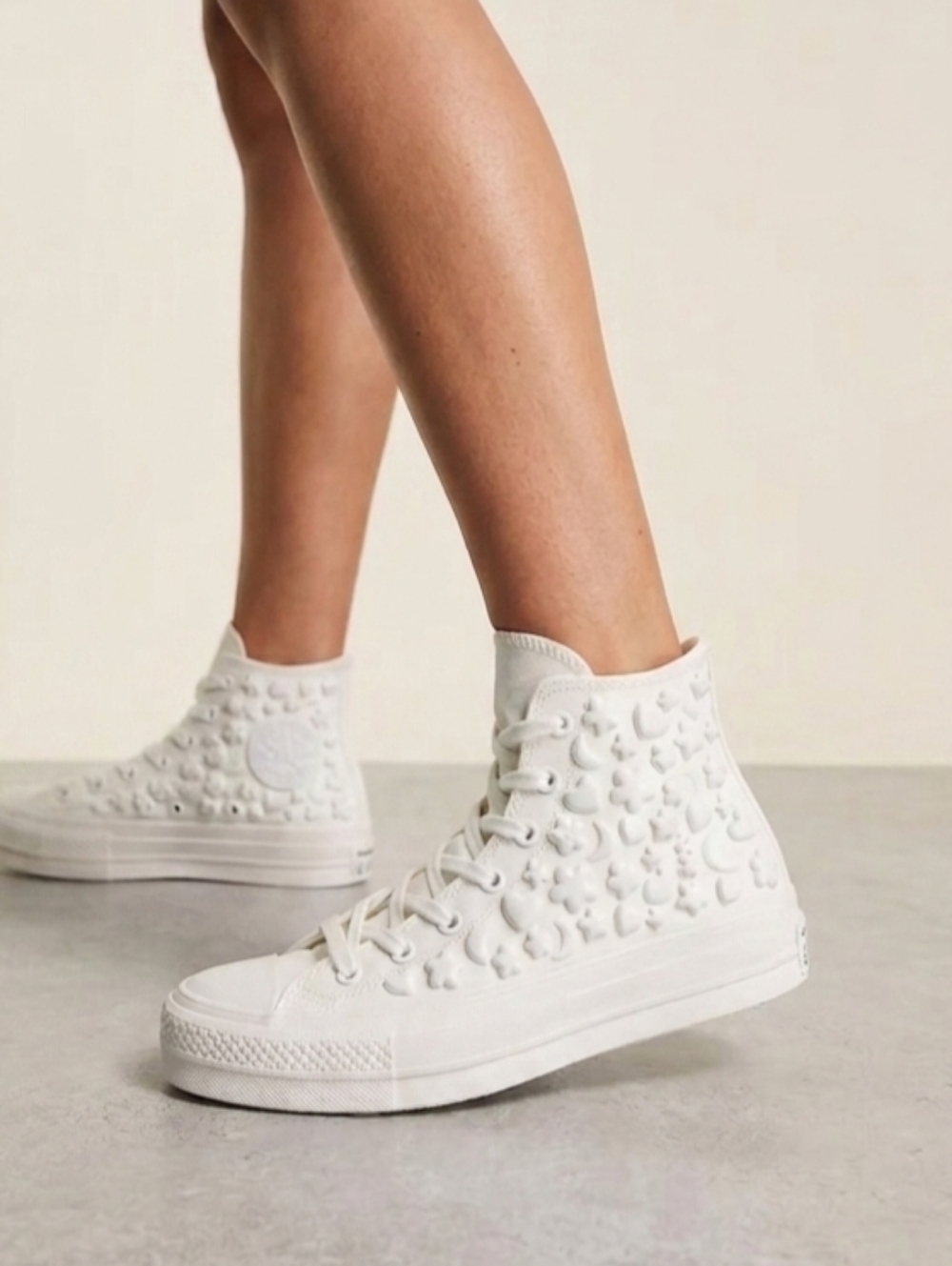 Converse Chuck Taylor Platform 3D Floral Heart White Sneakers 5Y 6.5W Coquette